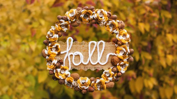 Beautiful Handmade Wreath Inscription Fall — Photo
