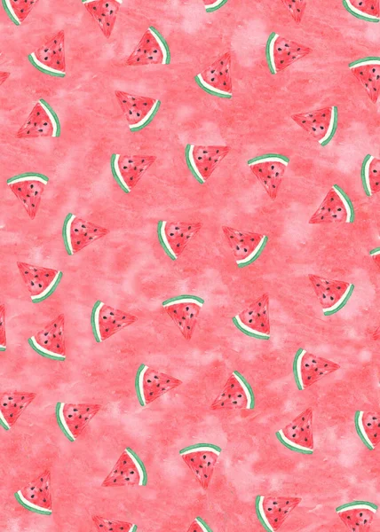 Pieces Watermelon Pink Background Abstract Illustration — Stock Photo, Image