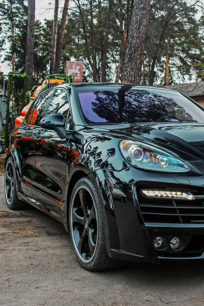 Kiev Ucraina Aprile 2015 Porsche Cayenne Turbo Techart Magnum — Foto Stock