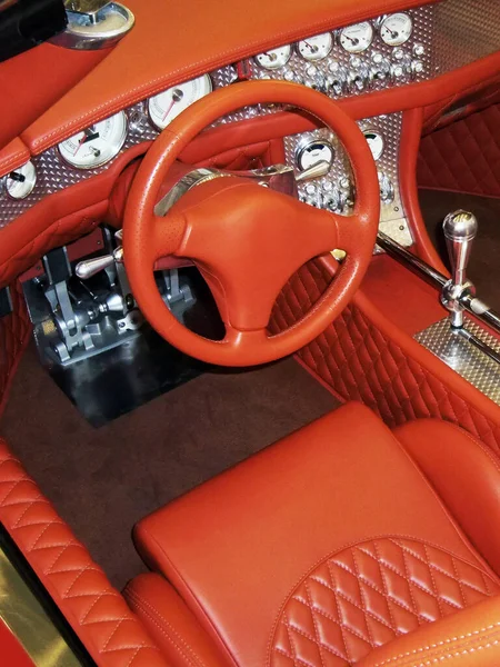 Pohled Interiér Moderního Automobilu Zobrazujícího Palubní Desku Podrobnosti Interiéru Auta — Stock fotografie