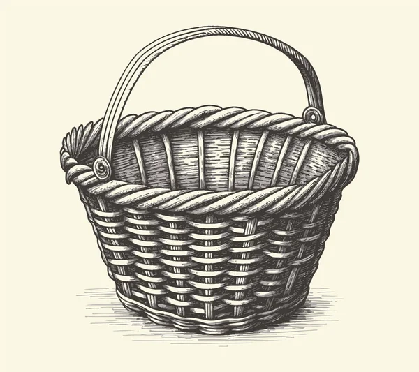 Hand Drawn Empty Basket Vector Illustration — Stockvektor