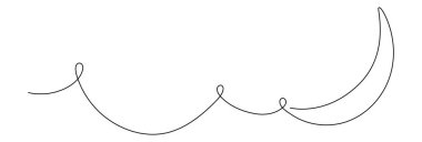 Ay sürekli bir çizgi resim ikonu. El çizimi kara ay beyaz arka planda izole.