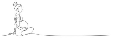 Hamile kadın aralıksız bir çizim ve kadın gündüz ana hatları vektör çizimi