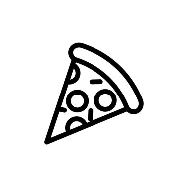 Pizza dilimi vektör çizgisi simgesi. Yemek ikonu koleksiyonu. Restoran menüsü için ince tabelalar. Piksel mükemmel 64x64. Düzenlenebilir Vuruşlar
