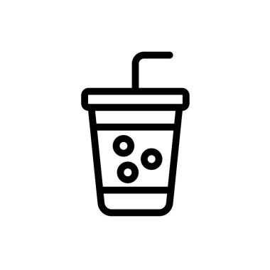 Yumuşak içecek vektör çizgisi simgesi. Yemek ikonu koleksiyonu. Restoran menüsü için ince tabelalar. Piksel mükemmel 64x64. Düzenlenebilir Vuruşlar