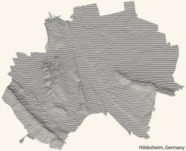 HILDESHEIM, GERMANY 'nin topografik yardım haritası klasik bej arka planda siyah çizgiler ile