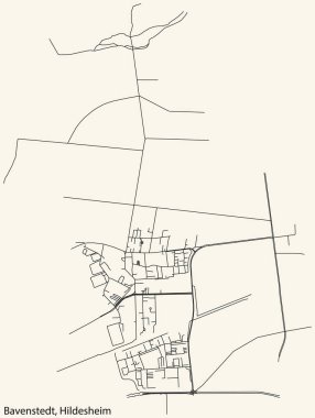 Alman bölgesel başkenti Hildesheim 'ın BAVENSTEDT MUNICIPALITY' nin şehir içi kara yol haritası klasik bej arka planda.