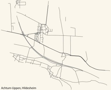 Almanya 'nın başkenti Hildesheim' ın ACHTUM-UPPEN MÜZİPALİTESİ kentsel yol haritasının ayrıntılı seyir çizgileri