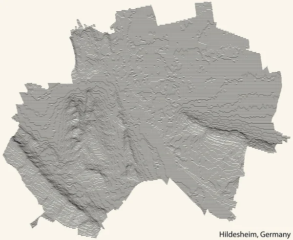 Topografische Reliefkarte Der Stadt Hildesheim Deutschland Mit Schwarzen Höhenlinien Auf — Stockvektor