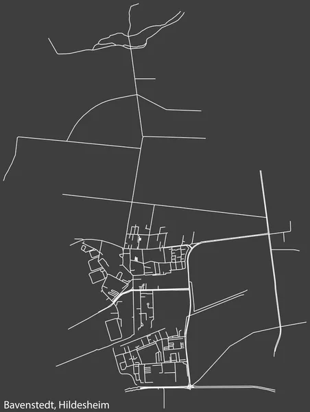 Navegação Negativa Detalhada Linhas Brancas Ruas Urbanas Mapa Municipalidade Bavenstedt — Vetor de Stock