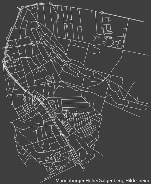 Szczegółowa Negatywna Nawigacja Białe Linie Ulice Miejskie Mapa Marienburger Hhe — Wektor stockowy