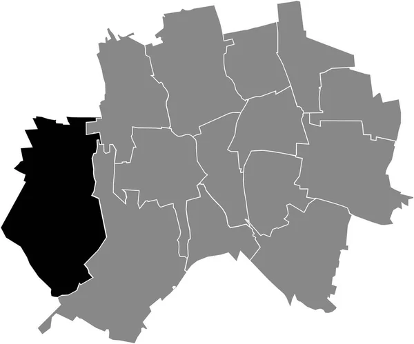 ドイツのヒルデスハイムの灰色の行政地図の中にあるソルサム自治体の黒いフラットブランクハイライトされた場所マップ — ストックベクタ