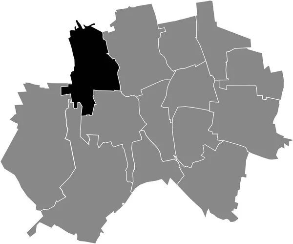 德国希尔德斯海姆灰色行政地图内的Himmelsthr Municipality黑色平面突出显示空白位置图 — 图库矢量图片