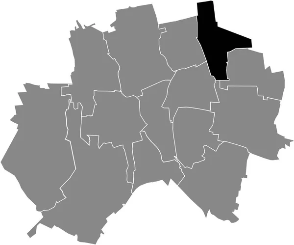 德国希尔德斯海姆灰色行政地图内Bavenstedt Municipality黑色平面突出显示空白位置图 — 图库矢量图片