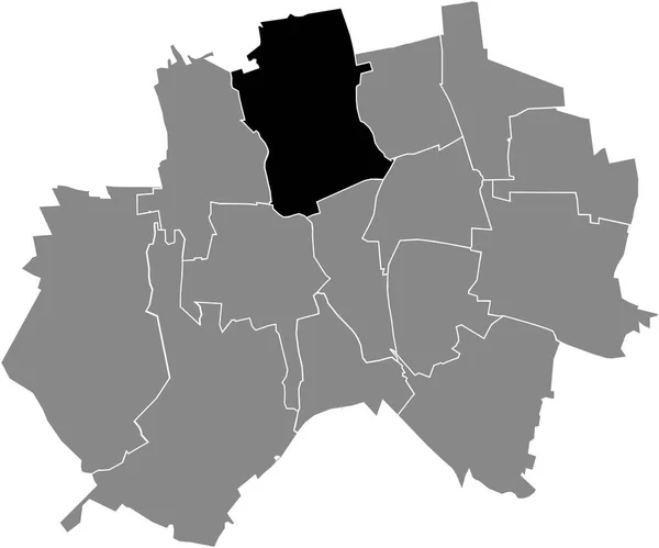 ドイツのヒルデスハイムの灰色の行政地図の中にあるNordstadt Municipalityの黒いフラットブランクハイライトされた場所マップ — ストックベクタ