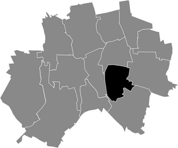 ドイツのヒルデスハイムの灰色の行政地図の中にある彼 ガルゲンベルク自治体の黒いフラットブランクハイライトされた場所マップ — ストックベクタ