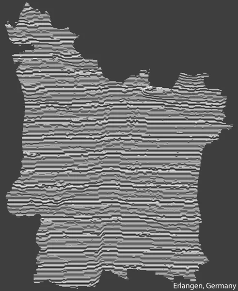 Carte Topographique Relief Négatif Ville Erlangen Allemagne Avec Lignes Contour — Image vectorielle