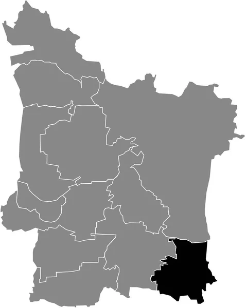 Schwarze Flache Blanko Hervorgehobene Lagekarte Des Tennenlohe District Innerhalb Der — Stockvektor