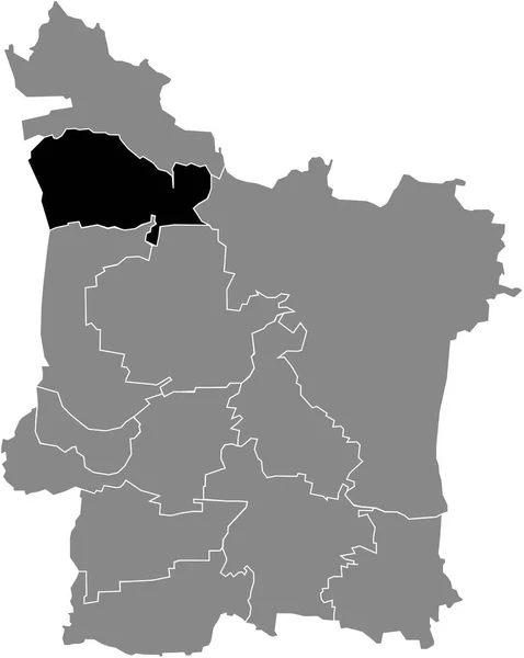 Preto Plano Branco Destaque Mapa Localização Mnau District Dentro Cinza — Vetor de Stock