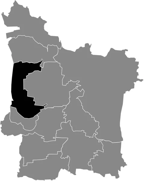 Czarny Płaski Puste Podkreślił Mapę Lokalizacji Kosbach District Wewnątrz Szarej — Wektor stockowy