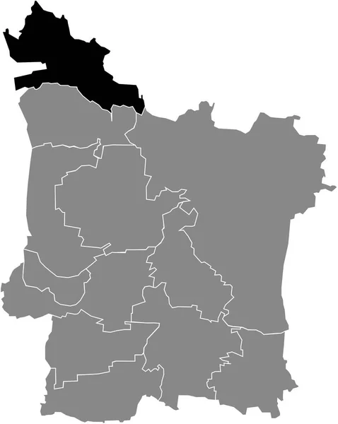 ドイツのエルランゲンの灰色の行政地図の中のGrossdechsendorf地区の黒いフラットブランク強調表示された場所マップ — ストックベクタ