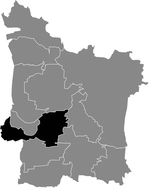 Preto Plano Branco Destaque Mapa Localização Distrito Frauenaurach Dentro Cinza — Vetor de Stock