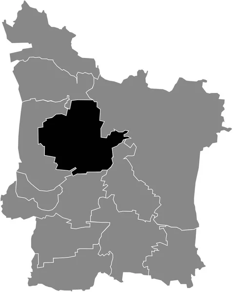 ドイツのエルランゲンの灰色の行政地図の中のBchenbach地区の黒いフラットブランクハイライトされた場所マップ — ストックベクタ