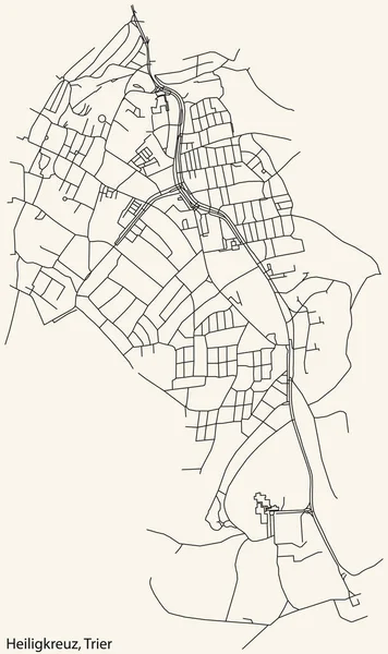 Navigation Détaillée Lignes Noires Rues Urbaines Carte Municipalité Heiligkreuz Capitale — Image vectorielle