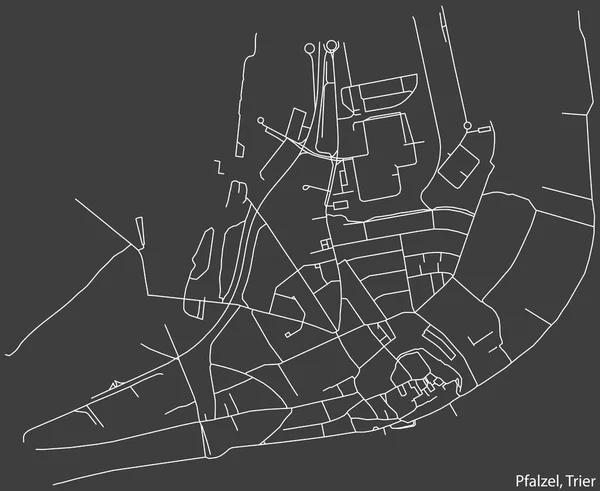 Navegação Negativa Detalhada Linhas Brancas Ruas Urbanas Mapa Municipalidade Pfalzel — Vetor de Stock