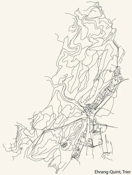Podrobná Navigace Černé Čáry Městské Ulice Mapa Ehrang Quint Municipality — Stockový vektor