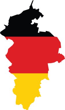 Alman bölgesel başkenti ZWICKAU 'nun GERMANY bayrağı içindeki düz ve boş vektör haritası