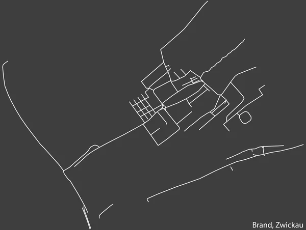 Детальна Негативна Навігація Білі Лінії Міські Вуличні Дороги Карта Brand — стоковий вектор