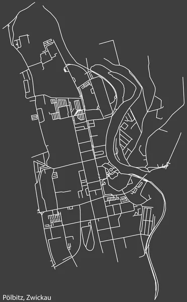 Detaljert Negativ Navigasjonskart Hvite Linjer Veikart Plbitz District Den Tyske – stockvektor