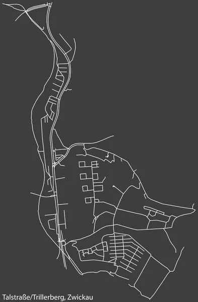 Подробная Негативная Навигация Белым Линиям Городской Дороги Карта Talstrasse Trillerberg — стоковый вектор