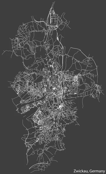Navegación Negativa Detallada Líneas Blancas Calle Urbana Mapa Carreteras Capital — Vector de stock