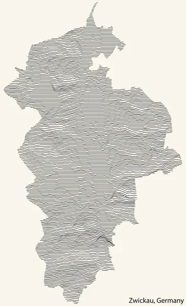 Carte Topographique Relief Ville Zwickau Allemagne Avec Lignes Contour Noires — Image vectorielle