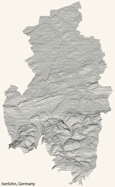 Topografisk Reliefkarta Över Staden Iserlohn Tyskland Med Svarta Konturlinjer Vintage — Stock vektor