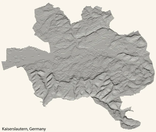ドイツ カイザー スラウテルン市の地形図黒の輪郭線でヴィンテージベージュの背景 — ストックベクタ