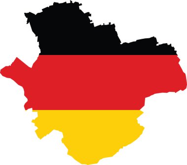 Alman bölgesel başkenti GTERSLOH 'un GERMANY bayrağı içindeki basit düz boş vektör haritası