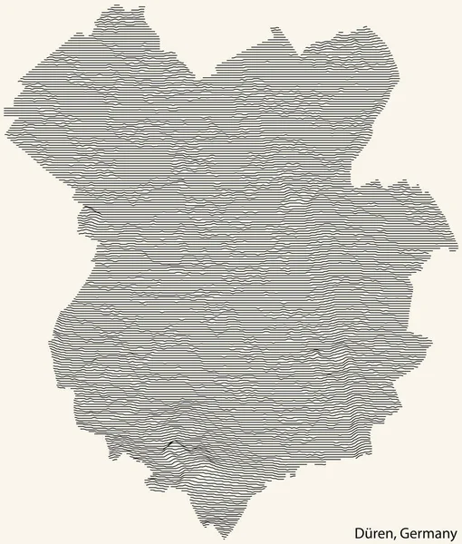 Topografische Reliefkarte Der Stadt Dren Deutschland Mit Schwarzen Höhenlinien Auf — Stockvektor
