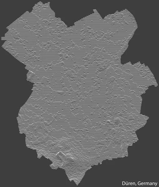 Топографическая Негативная Рельефная Карта Города Дрен Германия Белыми Контурными Линиями — стоковый вектор