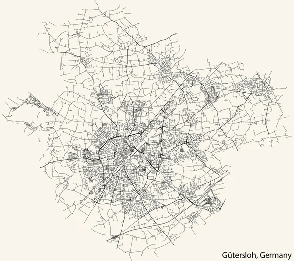 Navegación Detallada Black Lines Urban Street Roads Map Capital Regional — Vector de stock