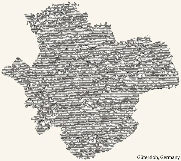 Mapa Topográfico Relieve Ciudad Gtersloh Alemania Con Líneas Contorno Negro — Archivo Imágenes Vectoriales