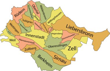 ESSLINGEN AM NECKAR 'ın Pastel düz vektör idari haritası, belediyelerinin isim etiketleri ve siyah sınır çizgilerine sahip Almanya