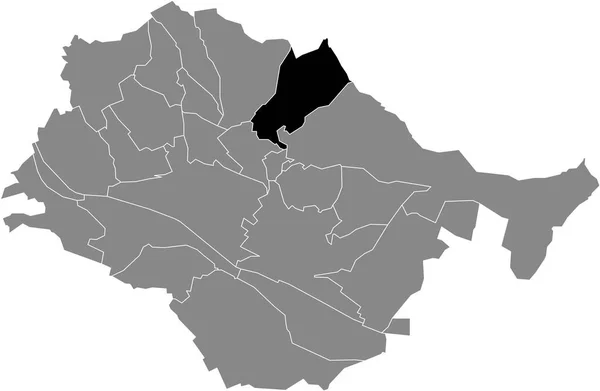 ドイツのエスリンゲンの灰色の行政地図の中にあるWiflingshausenコミュニティの黒いフラットブランクハイライトされた場所マップ — ストックベクタ
