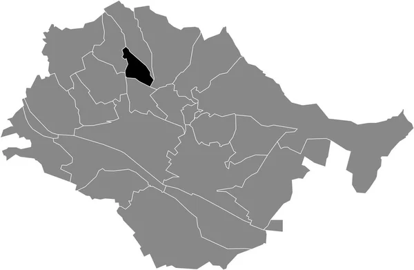 Black Flat Blank Mappa Dettagliata Della Località Serach Municipality All — Vettoriale Stock