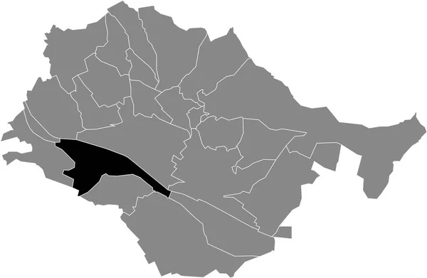 ドイツのエスリンゲンの灰色の行政地図の中のPliensauvorstadtコミュニティの黒いフラットブランクハイライトされた場所マップ — ストックベクタ