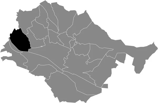 德国埃斯林根灰色行政地图内的Mettingen Municipality黑色平面醒目空白位置图 — 图库矢量图片