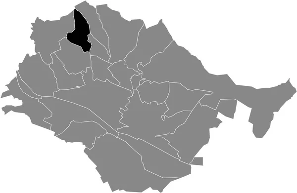 Plano Negro Blanco Resaltado Mapa Ubicación Municipalidad Krummenacker Dentro Del — Vector de stock