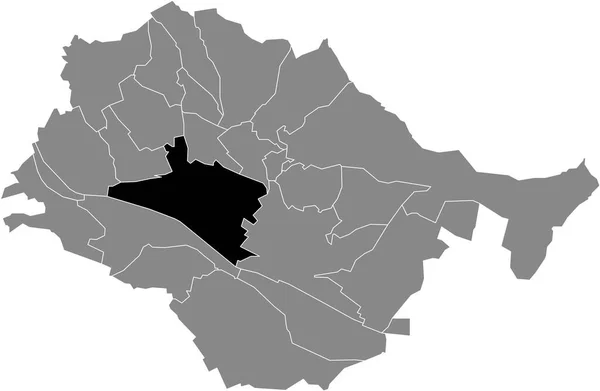 德国埃斯斯林根灰色行政地图内的Innenstadt Municipality黑色平面突出显示空白位置图 — 图库矢量图片